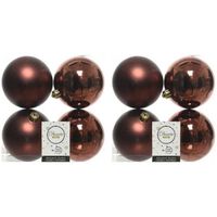 8x Kunststof kerstballen glanzend/mat mahonie bruin 10 cm kerstboom versiering/decoratie - Kerstbal