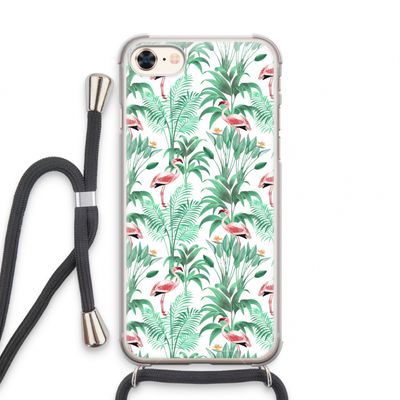 Flamingo bladeren: iPhone 7 Transparant Hoesje met koord