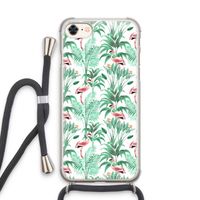 Flamingo bladeren: iPhone 7 Transparant Hoesje met koord