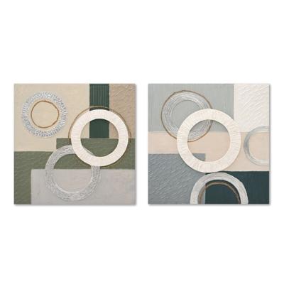 Schilderij Home ESPRIT Blauw Groen Abstract Stads 80 x 3 x 80 cm (2 Stuks)