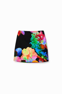 Slim fit minirok met bloemen - BLACK - XL