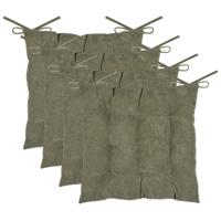 Stof Textile stoelkussen Dandy - 4x - olijfgroen - 38 x 38 x 5 cm - touwtjes sluiting - ribcord