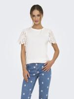 Only Onlebba Life S/s Lace Top Jrs T-shirts Cloud Dancer Rilly Flowery