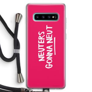 Neuters (roze): Samsung Galaxy S10 Plus Transparant Hoesje met koord