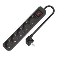Stopcontactenstrip 5 Tomas met Interruptor TM Electron 3680 W Zwart (1,5 m)