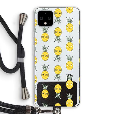 Ananas: Pixel 4 XL Transparant Hoesje met koord