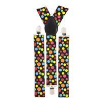 Carnaval verkleed bretels - Clown - met gekleurde stippen - Verkleedkleding