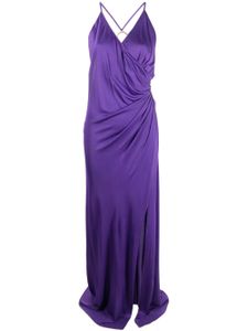 PINKO robe longue froncée à design sans manches - Violet