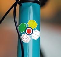 4 wielershirt en cirkel fiets sticker