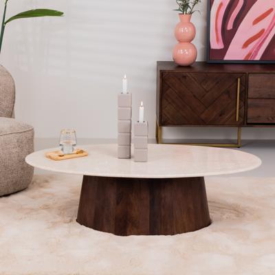 Brix Ovale Salontafel 'Bottecino' Marmer en mangohout, 120 x 65cm