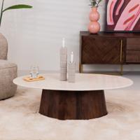 Brix Ovale Salontafel 'Bottecino' Marmer en mangohout, 120 x 65cm