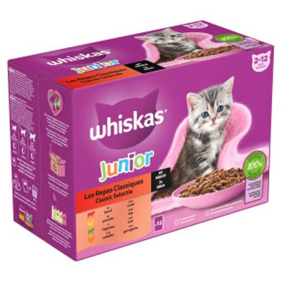 Whiskas Junior Classic Selectie in saus multipack (12 x 85 g) 4 verpakkingen (48 x 85 g)