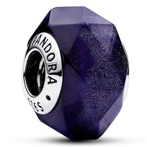 Pandora 792984C00 Bedel Faceted Blue Murano Glass zilverkleurig-blauw