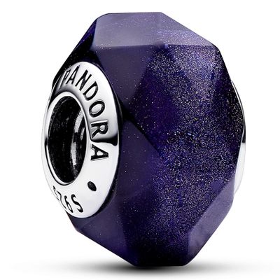 Pandora 792984C00 Bedel Faceted Blue Murano Glass zilverkleurig-blauw