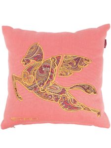 ETRO HOME coussin en lin à motif Pegaso brodé - Rose