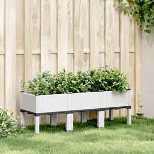 VidaXL Plantenbak met poten 120x40x42 cm polypropeen wit