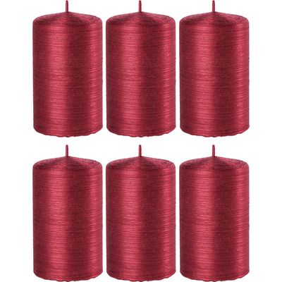 6x Rode cilinderkaarsen/stompkaarsen 6 x 10 cm 25 branduren
