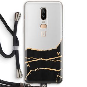 Gouden marmer: OnePlus 6 Transparant Hoesje met koord