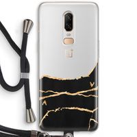 Gouden marmer: OnePlus 6 Transparant Hoesje met koord