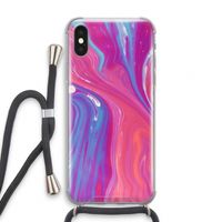 Paarse stroom: iPhone XS Transparant Hoesje met koord
