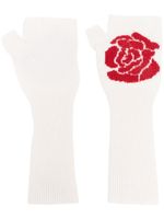 Barrie rose-embroidered fingerless gloves - Blanc