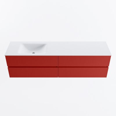 MONDIAZ VICA 180cm badmeubel onderkast Fire 4 lades. Wastafel CLOUD links zonder kraangat, kleur Talc.