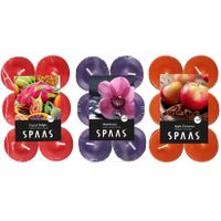 Candles by Spaas geurkaarsen - 36x stuks in 3 geuren - Maxi theelichtjes van 4.5 branduren