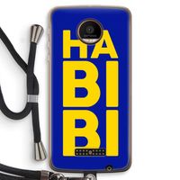 Habibi Blue: Motorola Moto Z Force Transparant Hoesje met koord Habibi Blue: Motorola Moto Z Force Transparant Hoesje met koord