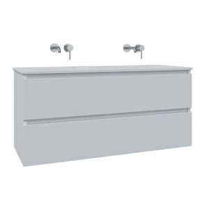 Adema Chaci Badkamermeubelset - 120x46x57cm - 2 keramische wasbakken wit - zonder kraangaten - 2 lades - mat wit SW1212780/SW773928