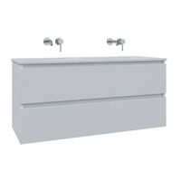 Adema Chaci Badkamermeubelset - 120x46x57cm - 2 keramische wasbakken wit - zonder kraangaten - 2 lades - mat wit SW1212780/SW773928