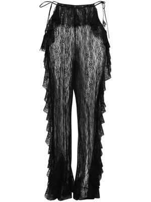 ESTER MANAS pantalon droit à volants - Noir