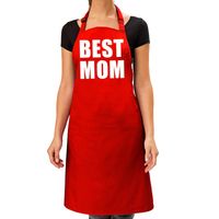 Best Mom keukenschort rood voor dames / moederdag - thumbnail