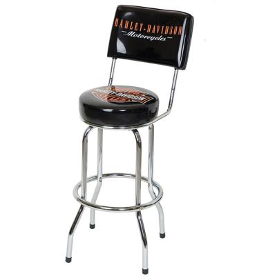 Harley-Davidson Barkruk met Rugleuning - Stoere Retro Barstoel voor Mancave & Thuisbar