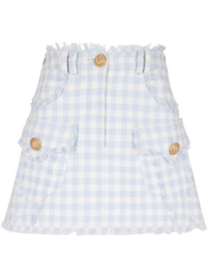 Balmain minijupe évasée à carreaux vichy - Bleu