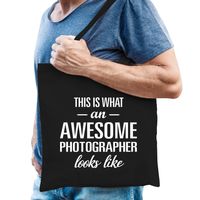 Awesome photographer / geweldige fotograaf cadeau tas zwart voor dames en heren - thumbnail