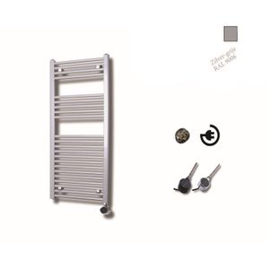 Elektrische Design Radiator Sanicare Plug En Play 111,8 x 60 cm Zilvergrijs Thermostaat Zwart 730 Watt Sanicare