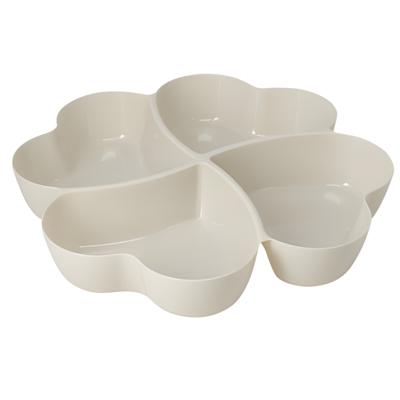 Snackschaal / serveerschaal bloem - met vakverdeling - wit - kunststof - D32 cm - Serveerschalen Snackschaal / serveerschaal bloem - met vakverdeling - wit - kunststof - D32 cm - Serveerschalen