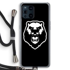 Angry Bear (black): Oppo Find X3 Pro Transparant Hoesje met koord