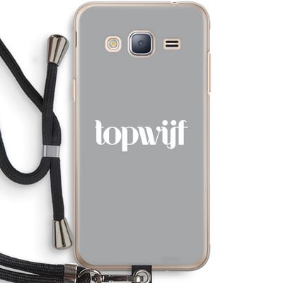 Topwijf Grijs Wit: Samsung Galaxy J3 (2016) Transparant Hoesje met koord