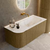 Badmeubel Mondiaz Kurve-Dlux | 105 cm cm | Meubelkleur Dusk | Wastafelkleur Frappe | Solid surface | Wasbak rechter zijde spoelbak | Zonder kraangat(en)