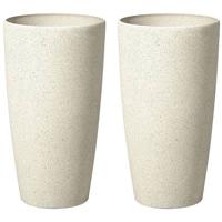 Beliani - ABDERA - Bloempot set van 2 - Beige - Groot - Stenenmix