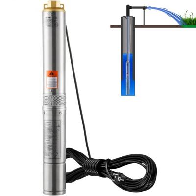 VEVOR Diepwaterpomp, 370 W, 230 V, 50 Hz, max. debiet 5,3 m³/u, max. opvoerhoogte 50 m, met 9,1 m stroomkabel, roestvrijstalen waterpompen voor industriële irrigatie en thuisgebruik, IP68 waterbestendigheid