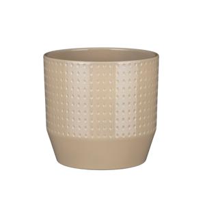 Mica Decorations Bloempot Nola - beige - D20 x H18 cm - relief dots