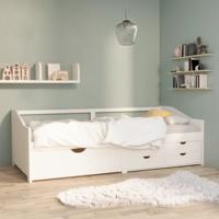 Bedbank 3-zits met lades massief grenenhout wit 90x200 cm