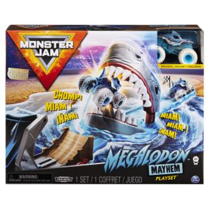 Monster Jam , officiële Megalodon Mayhem-speelset met exclusieve metalen Megalodon-monstertruck op een schaal van 1:64.