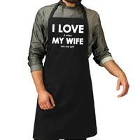 Cadeau schort I love it when my wife lets me grill zwart voor heren   - - thumbnail