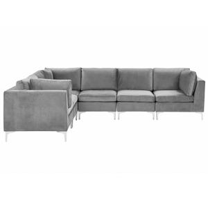 Beliani EVJA - Modulaire Sofa-Grijs-Fluweel