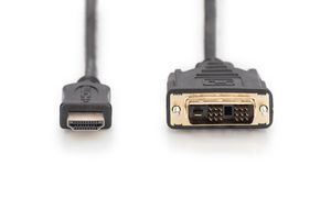 Digitus AK-330300-020-S HDMI-kabel HDMI / DVI Adapterkabel HDMI-A-stekker, DVI-D 18+1-polige stekker 2.00 m Zwart Schroefbaar