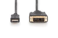 Digitus AK-330300-020-S HDMI-kabel HDMI / DVI Adapterkabel HDMI-A-stekker, DVI-D 18+1-polige stekker 2.00 m Zwart Schroefbaar - thumbnail