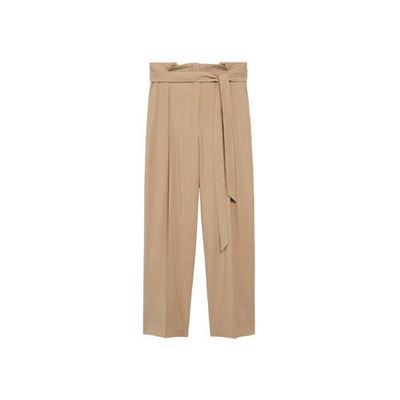 Mango high waist wide leg pantalon lichtbruin